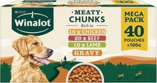 WINALOT Meaty Chunks Mixed in Gravy Wet Dog Food Pouches 40x100g 3.67 per kilo