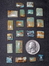 WOW  Kingman Turquoise Cabochons - 20 Pieces - Backed - 125.65 carats total