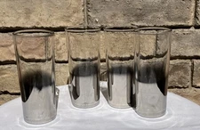 Set of 4  Mercury Silver Fade Highball Glasses 16 oz Tumblers Ombre Cocktail