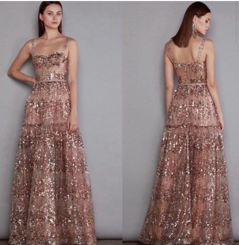 Bronx and Banco Runway Midnight Gown Gold Embellished S NWT $1100