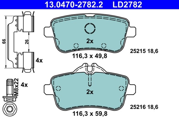 Bremsbelagsatz Scheibenbremse ATE Ceramic 13.0470-2782.2 FüR Mercedes GLE Klasse-image