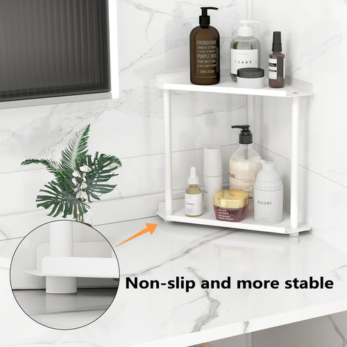 Corner Bathroom Counter Organizer Countertop Storage Shelf for Kitchen Living - Picture 2 of 6