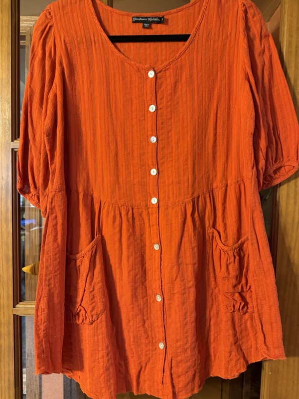 Gudrun Sjodin Cotton Tunic Blouse Size Medium