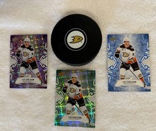 Anaheim Ducks/Leo Carlsson Lot Of 9 Hockey Cards Plus One Hockey Puck ￼￼