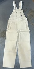 Carhartt RN 14806 Mens Drill Carpenter Bib Overalls Unlined 38x32 White New