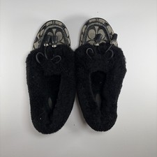 Coach Fiona Black Faux Fur Tassel Slip-On Moccasin Slippers