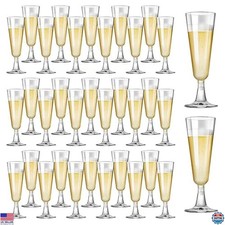 40 Pack Clear Plastic Champagne Flutes 5.5 Oz Disposable Wedding Party Cups