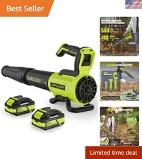 Efficient 20V Electric Leaf Blower with Dual 4.0Ah Batteries - 2 Speed Control