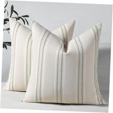 Spring Throw Pillow Covers 20x20 Set of 2 Striped 20" x 20" Pack of 2 Green