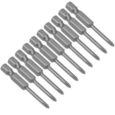 10pcs 50mm 1/4 Inch Hex Shank Magnetic Head Screwdriver Bit S2 3PH0