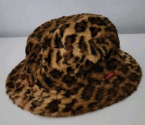 SS14 Supreme Fur Crusher M/L chapeau seau léopard vintage 2014 imprimé animal