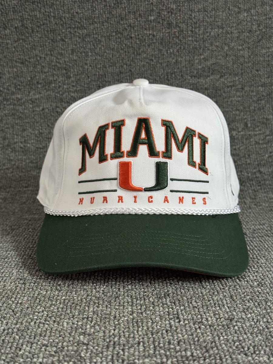 '47 Brand Miami Hurricanes NCAA Snapback Hat White Green Rope Cap