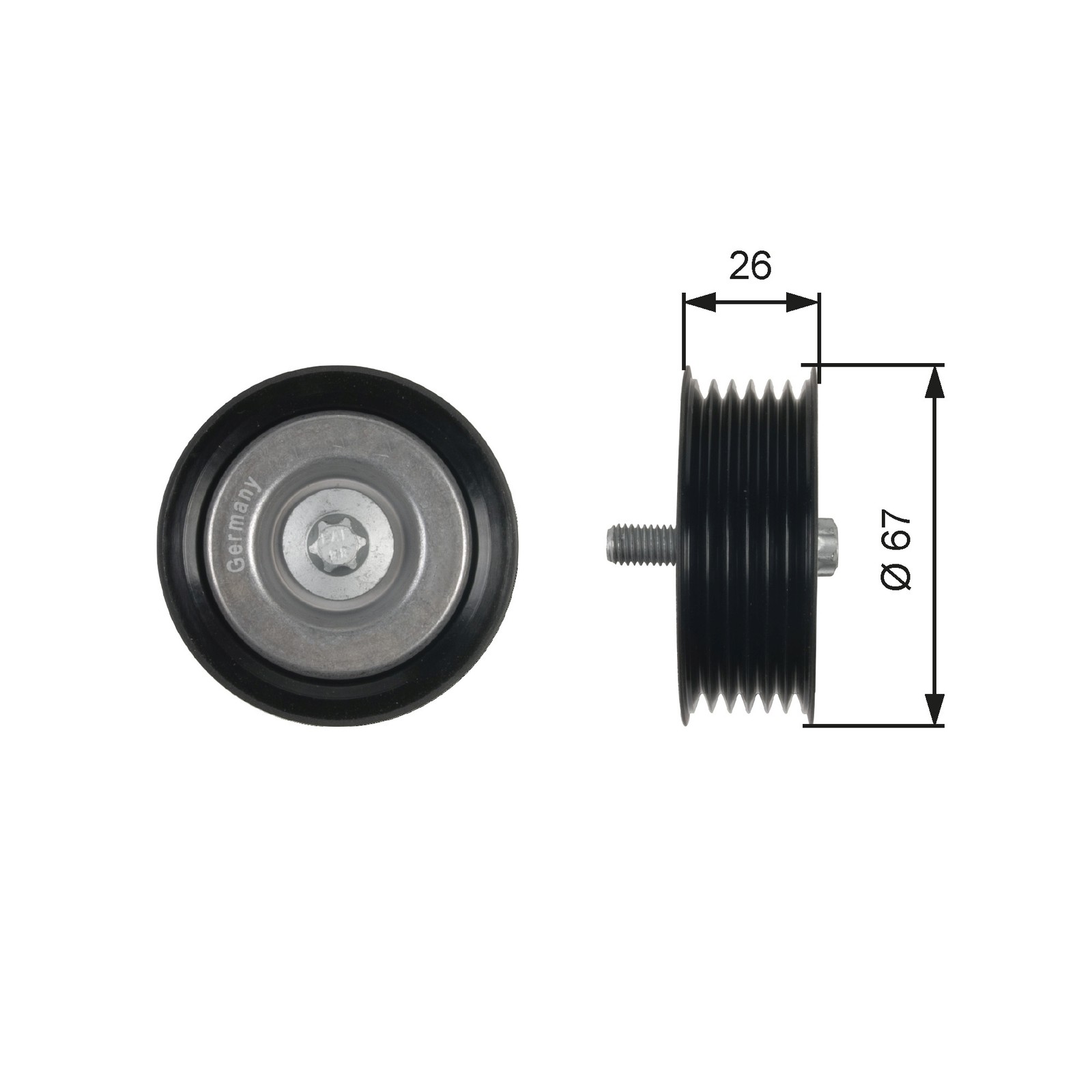 GATES-OE T36438 Deflection/Guide Pulley, V-ribbed belt for MERCEDES-BENZ