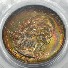 1958-D 25C Washington Quarter PCGS MS66 CAC - Lovely Rainbow Toning