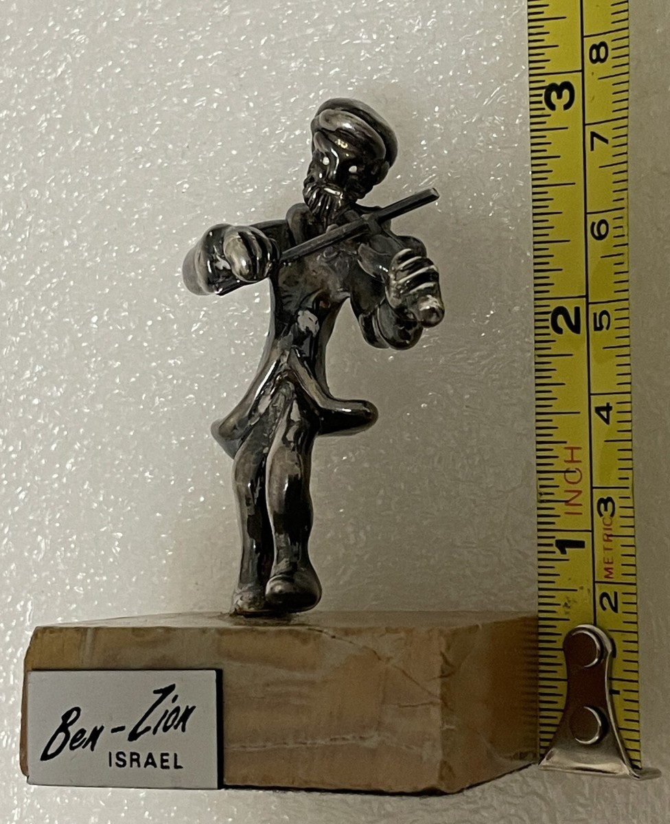 BEN ZION ISRAEL 925 STERLING SILVER JEWISH FIDDLER PLAYS VIOLIN