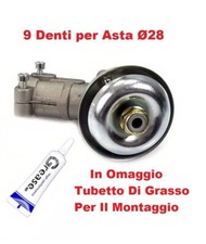 Coppia conica testina decespugliatore universale 9 denti asta 28mm + Grasso
