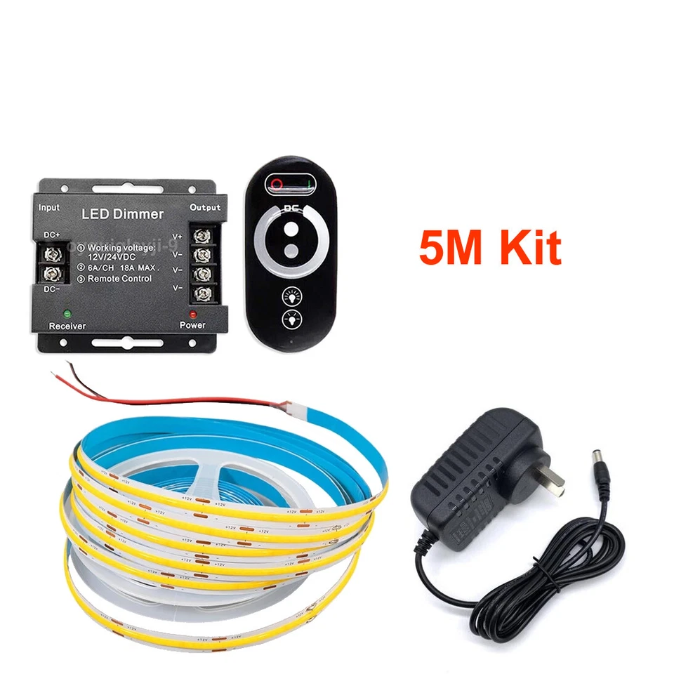 5M 20M FOB COB LED Strip Lights High Density Flexible Diode Tap Remote Dimmable - image 3 of 4