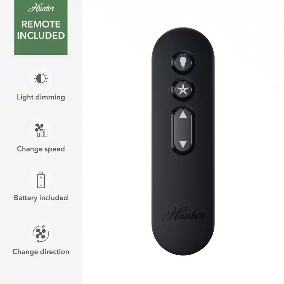 Ventilador Hunter 70 pulgadas Casual Negro Mate Ventilador de Techo con Luz y Control Remoto Foto 2 de 4