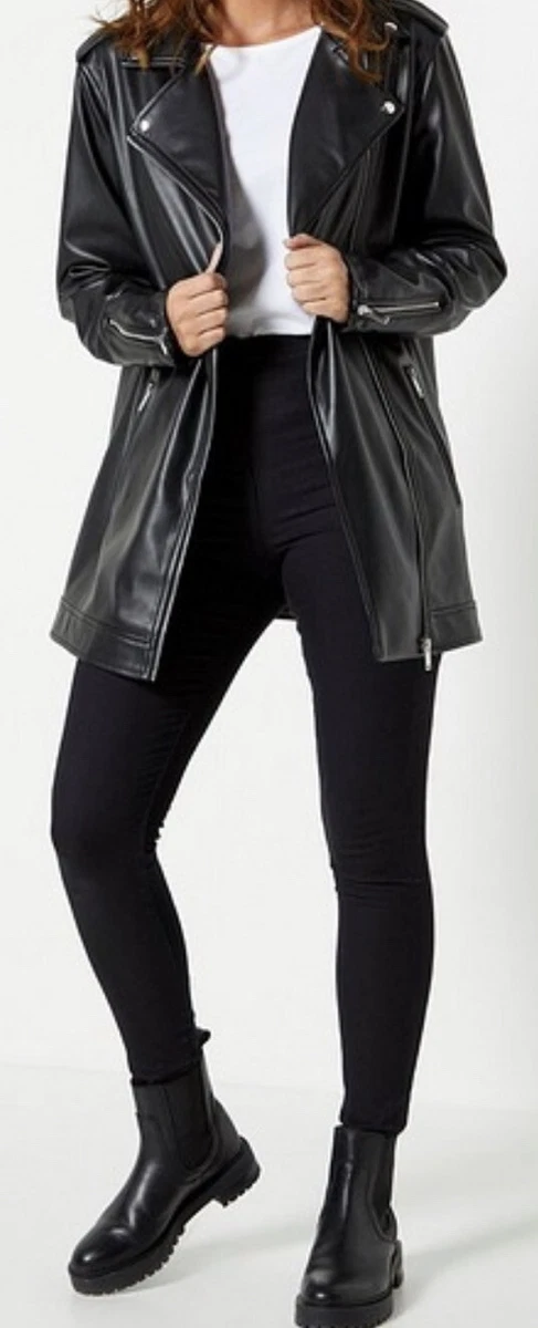 Long biker jacket best sale womens