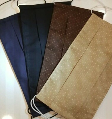 4-PACK 100% COTTON FABRIC FACE MASK WASHABLE BREATHABLE WITH FILTER POCKET