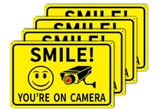 4-Pack Smile Youre On Camera Signs 8x12 Rust Free Aluminum Video Surveillance