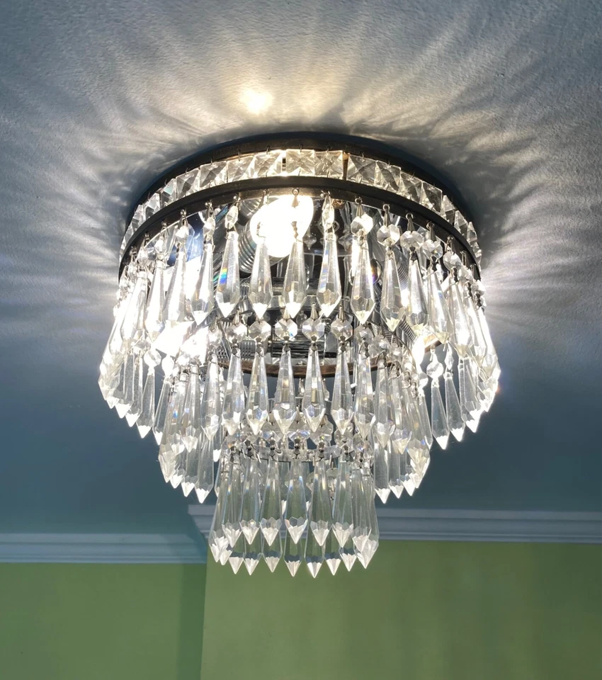 Araña de montaje en techo Crystorama Mercer Crystal 3 luces Deco 5260-EB-CL-MWP Foto 3 de 4