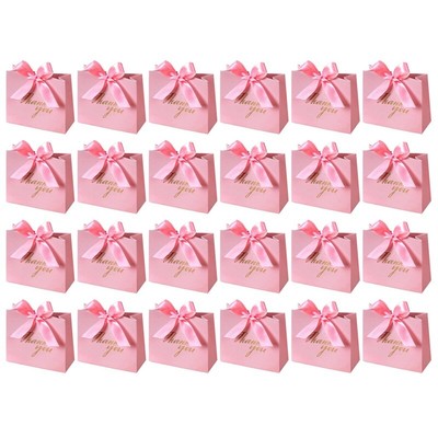DECHISY Kleine Dankesgeschenktüten Mit Schleife – 24 Stück Schwarze Papier-Geschenktüten Für Hochzeit & Party