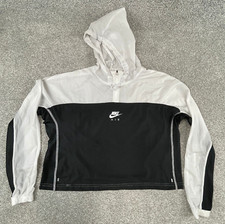 Nike Air Windbreaker Men's M Hooded 1/4 Zip Lightweight Mesh Lined Black White