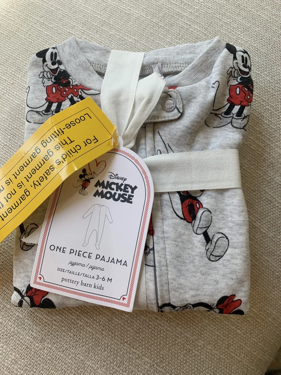 Pottery Barn Kids Disney Mickey Mouse Hearts One Piece Pajamas NWT 3 6 Months