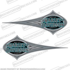 Fits Harley-Davidson Heritage Softail Decals (Set of 2) - Teal 3.7" x 11"