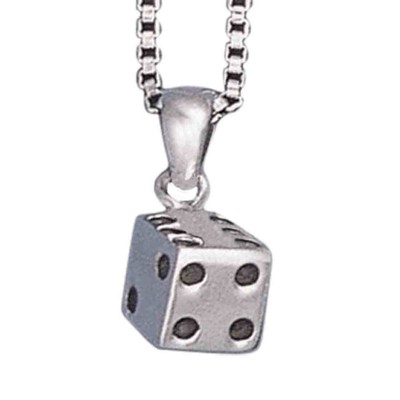 Sterling Silver Dice Pendant w/18\