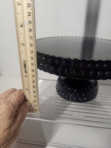 BLACK LE Smith Glass Hobnail 8" 1/2 Cake Pie PLATE PEDESTAL STAND ASP 2004 - Picture 4 of 6