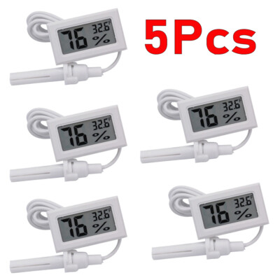 Digital LCD Thermometer Temperature Monitor with Probe Fahrenheit Humidity Meter