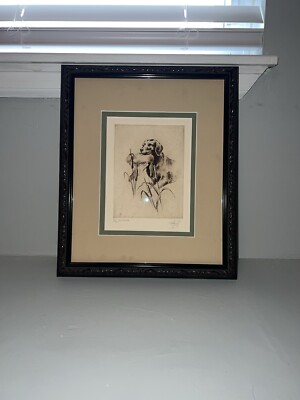 Sandy Scott Hand Colored Etching Called Retriever #37 Of 100