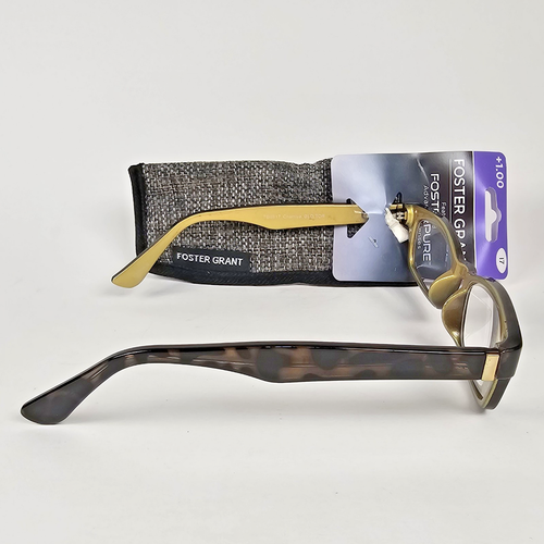+1.00 Foster Grant Charriya Gold Tortoise Reading Glasses TG0517 GLDTOR Pure - Picture 3 of 6