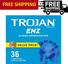 Trojan ENZ Latex Lubricated Condoms For Contraception STI Protection, 36 Count