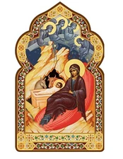 Nativity of Christ Icon Orthodox Byzantine Christmas Decoration Angels Dome