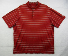 Nike Golf Polo Shirt XL Mens Dri Fit Red White Stripe Short Sleeve