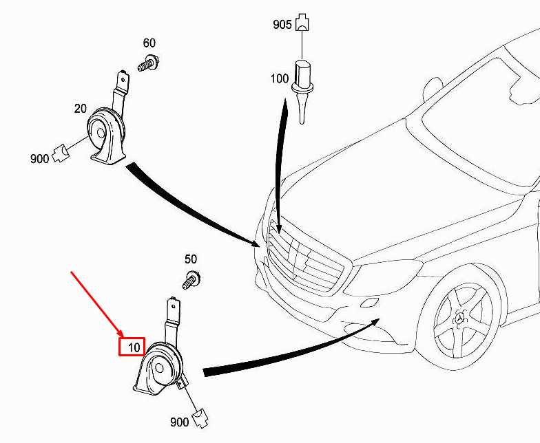 Neu MERCEDES-BENZ S W222 Hupe links A2225421320 Original