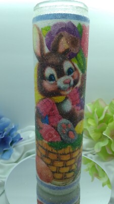 Paula's  ''Like Vintage''  Sugar  Frosted Pillar Candle Easter Bunny
