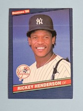 1986 Donruss RICKEY HENDERSON Baseball Card STOLEN BASE KING HOF RIP