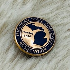 Vtg Michigan State Employee Association Member Gold Filled Enamel Lapel Pin
