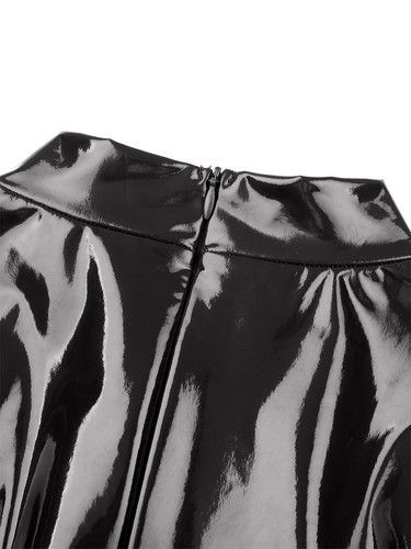 Damen Catsuit Wetlook Offenem Brust Schritt Overalls mit Reißverschluss Clubwear - Bild 22 von 39