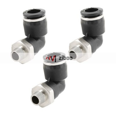 3Pcs Elbow Design 10 mm Hole 1/8''  PT Threaded Pneumatic Quick Joint Connector  