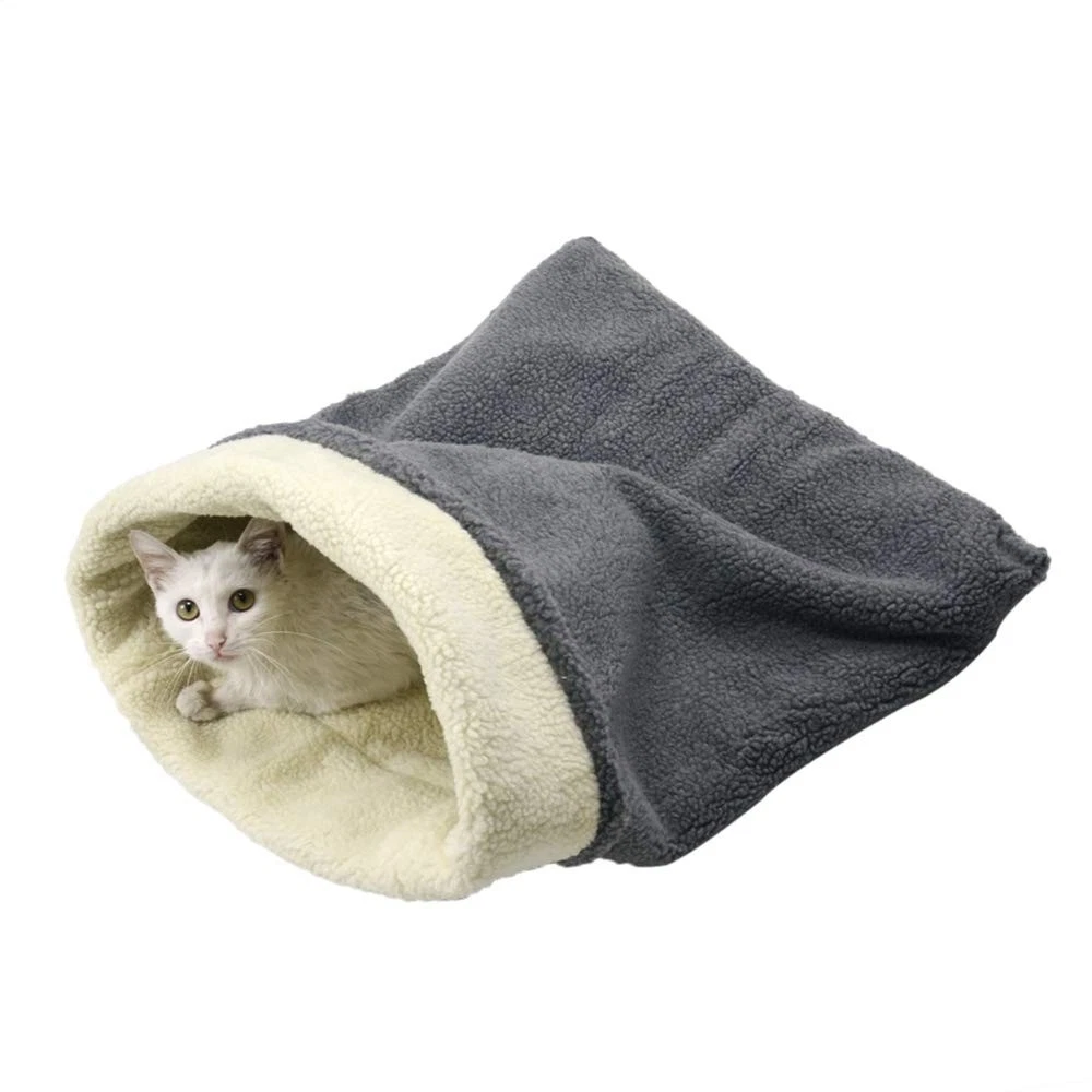 Cat Bed Cave Sleeping Bag, Pet Mat Self Warming Pad Sack for Cats Large, grey