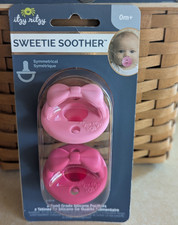 Itzy Ritzy Sweetie Soother Pacifier 2 pack Silicone Pink Bow New