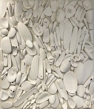 Wandskulptur Abstrakt Gips Weiß Organisch 187x217m Klaus Vischer