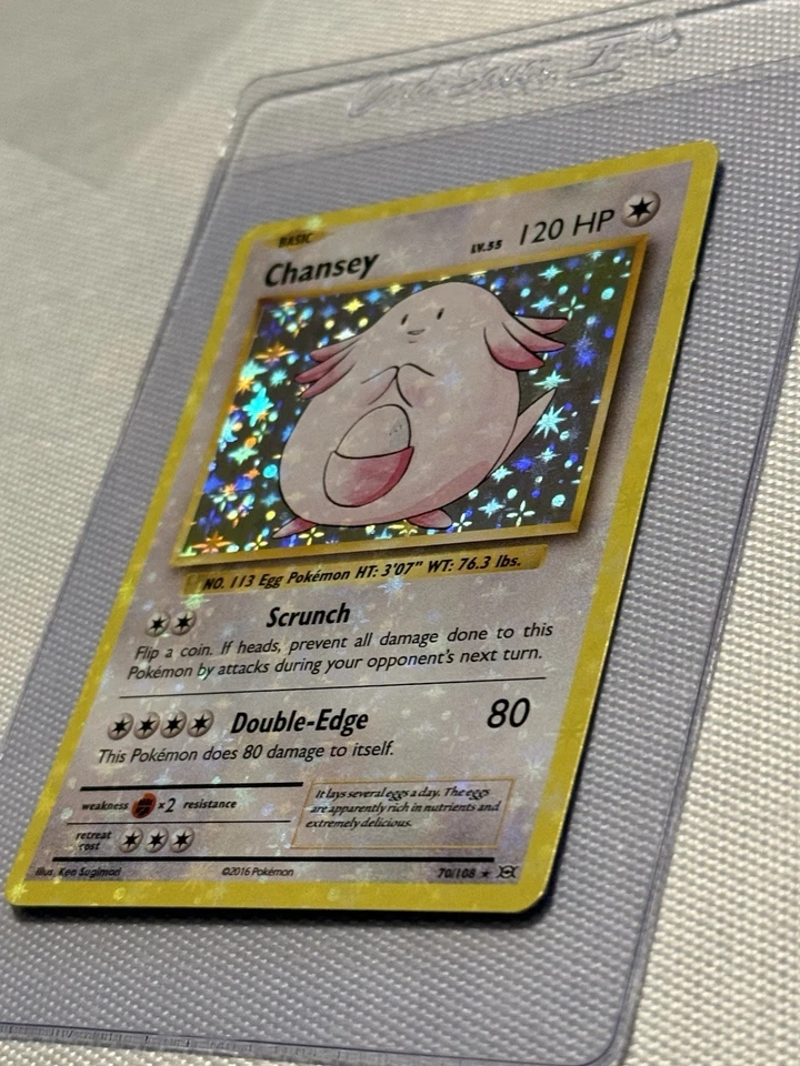 Chansey 70/108🩸EXTREMELY HEAVY HOLO BLEED 🩸 Near Mint ⭐️ Pokemon XY Evolutions - Image 3 of 4