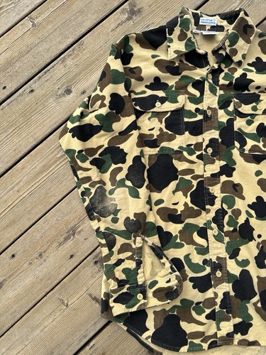VTG Prentiss Outdoors MENS L TALL Duck Camo Chamois Flannel Button Up Shirt USA - Picture 5 of 11