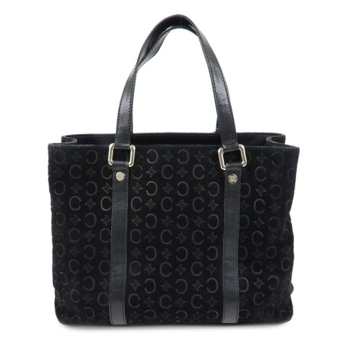 CELINE C Macadam Suede Leather Tote Bag Hand Bag Black Authentic Used F/S